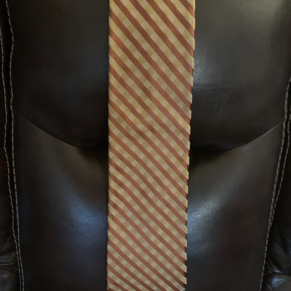 Brooks Brothers Orange and Cream Checkered Tie EUC